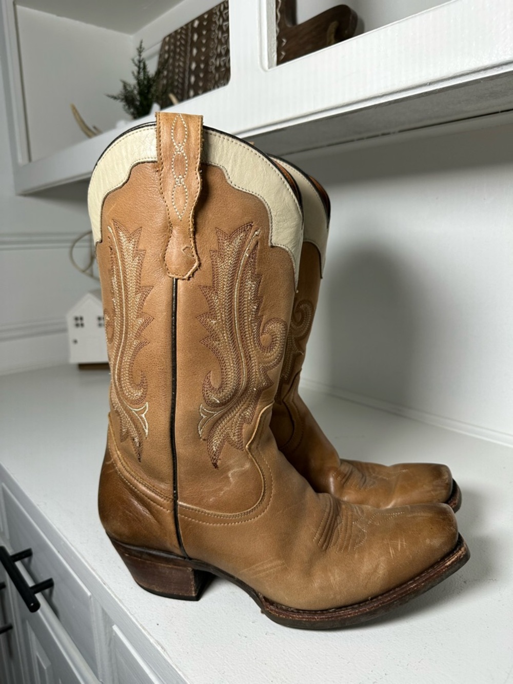 Idyllwind Womens 9.5 Western Boots Tan Cream Leather Cowboy Boots Two Tone - Picture 5 of 10